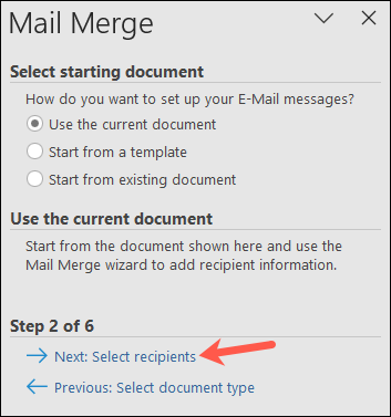 selectdocument-wordmailmergewizard