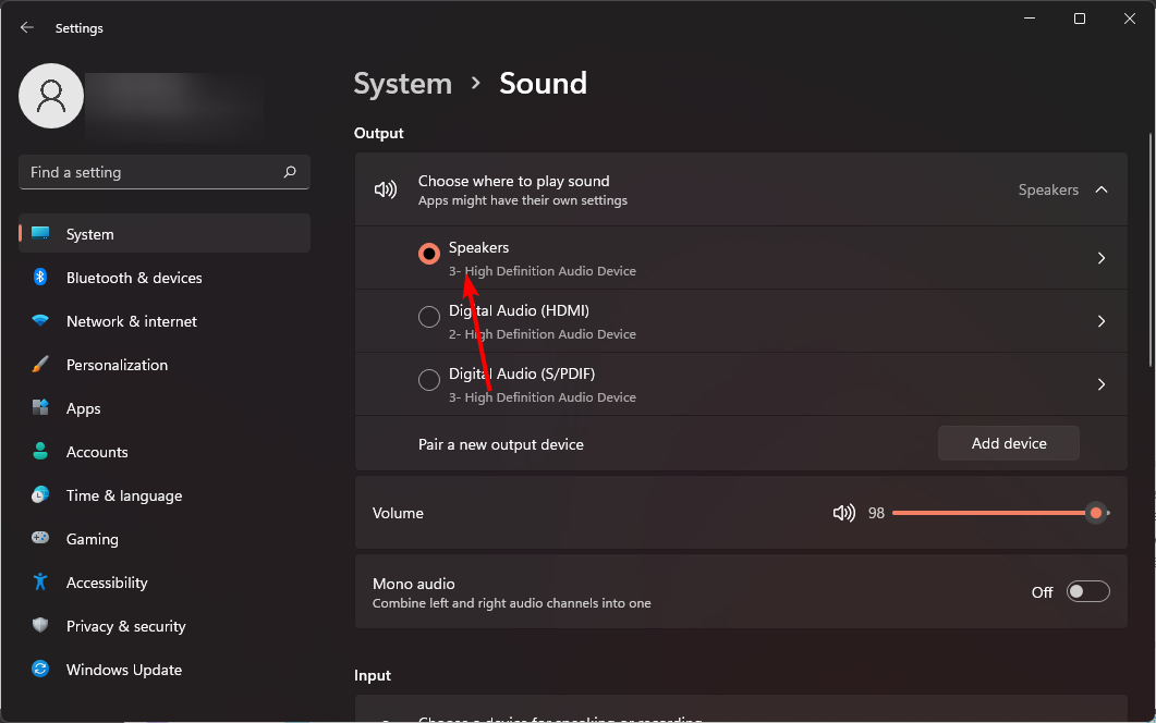 select-speakers-settings