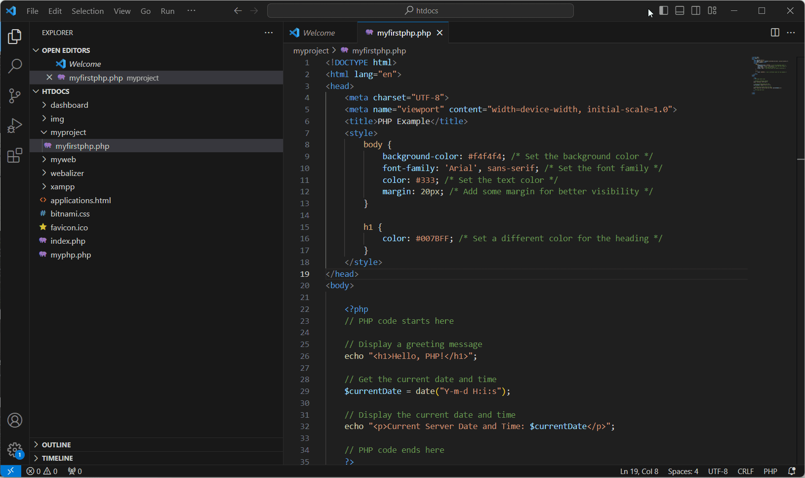 php-code-example-to-run-in-xampp-vscode